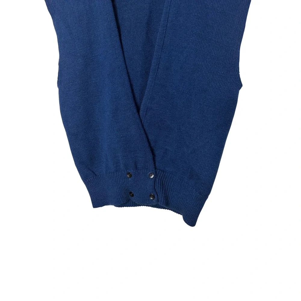Bedford Fair Vintage Navy Blue Knit Sweater Vest V-Neck Sleeveless M